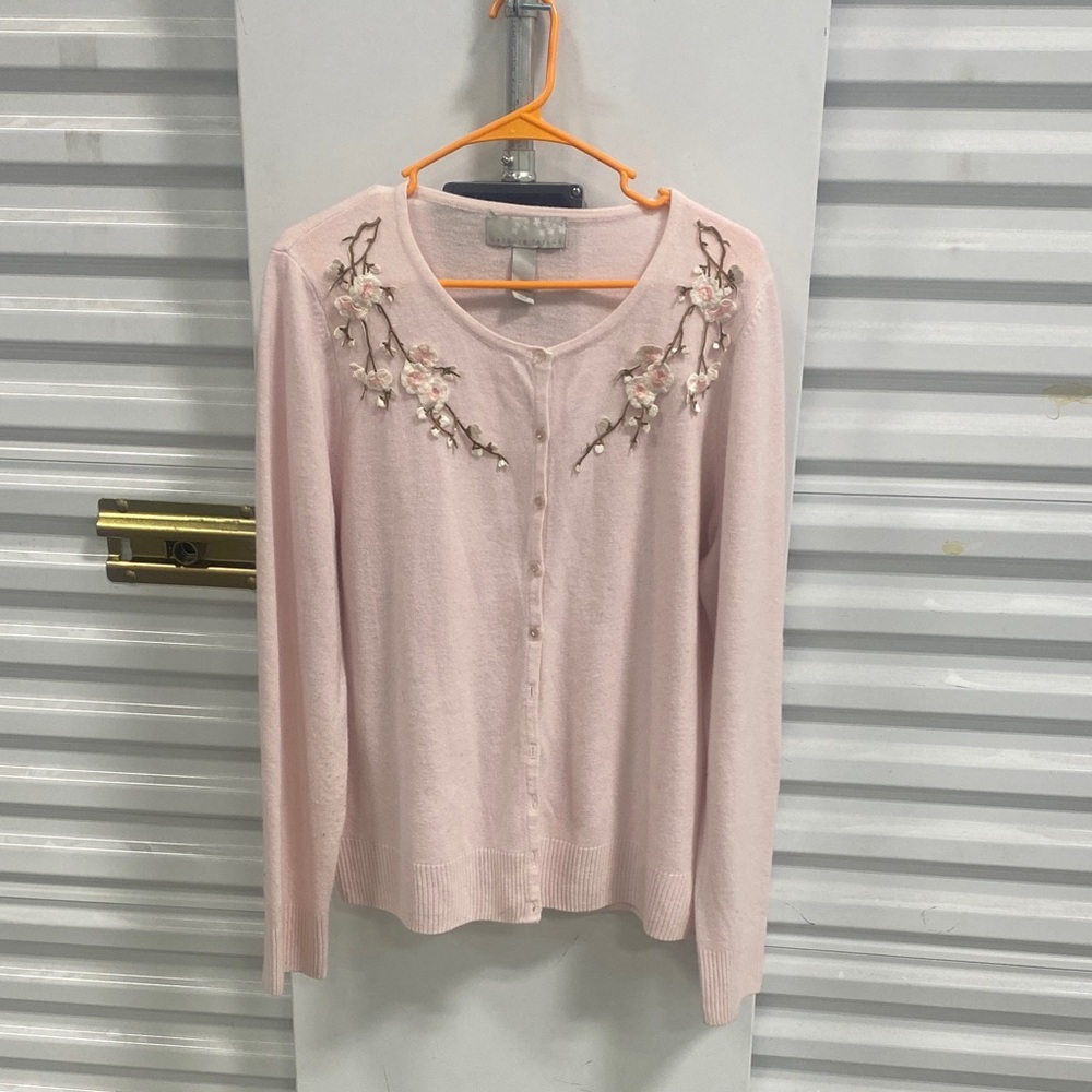Carolyn Taylor Pink Floral Embroidered Cardigan